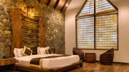 Bedroom with wooden interior