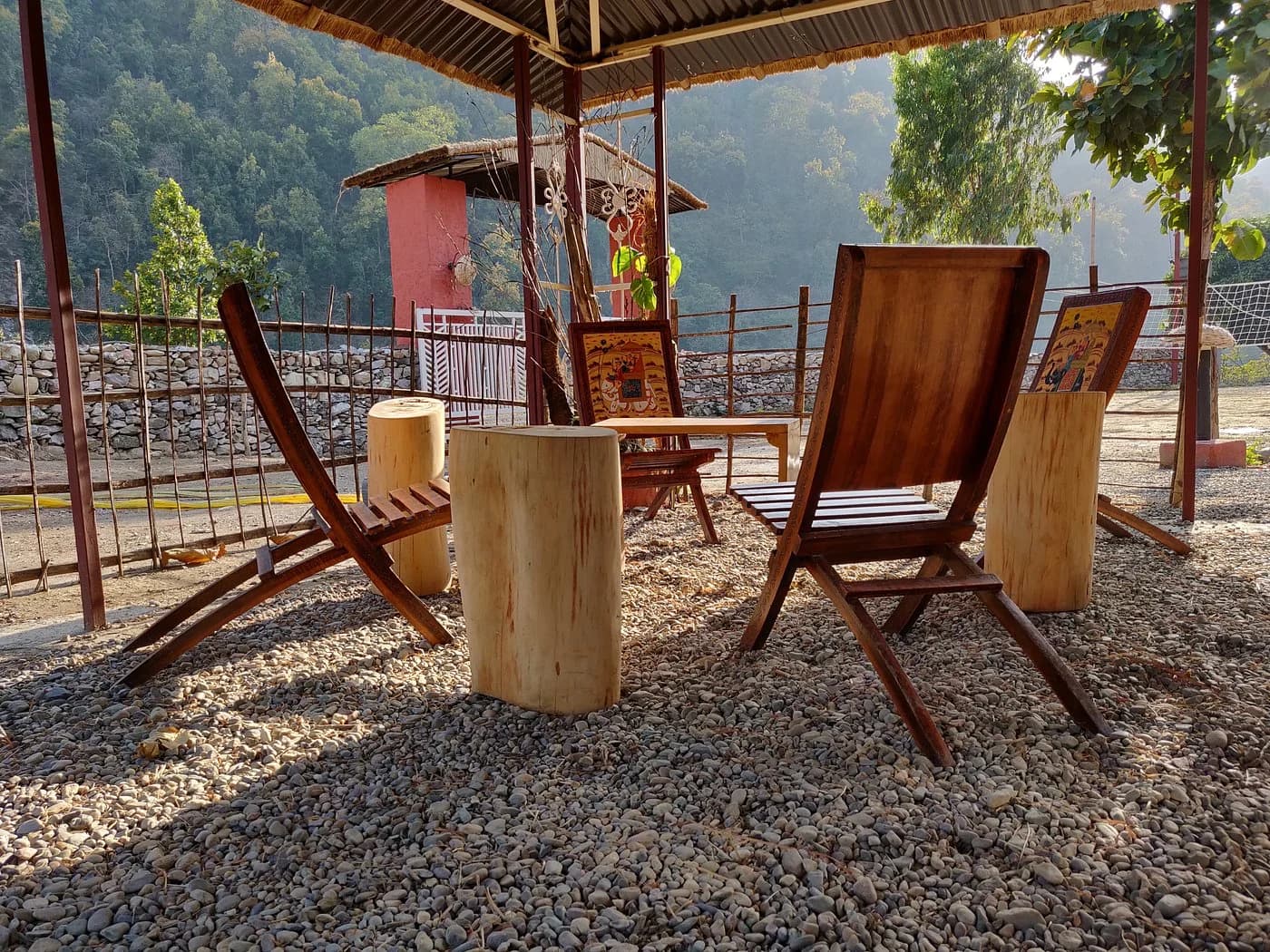 outdoor sitting area for sunbathing